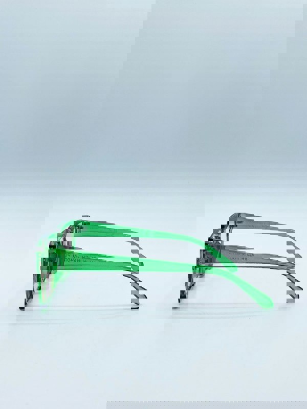 SVNX Square Frame Sunglasses in Translucent Green with Pink Lenses