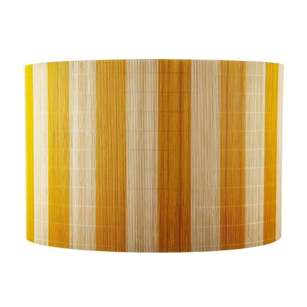 Shabby Chic Natural Brown Bamboo Lamp Shade with Mustard Ochre Stripes Image 4