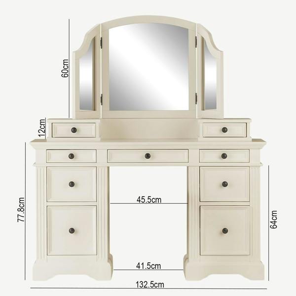 Statement Furniture Gainsborough Dressing Table Set. Pedestal Dressing Table, Extension Drawers, Mirror