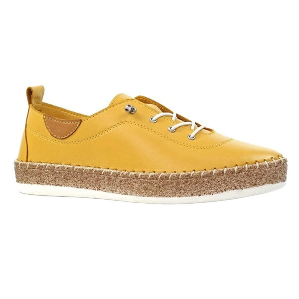 Lunar Womens Evie Leather Plimsolls - Mustard