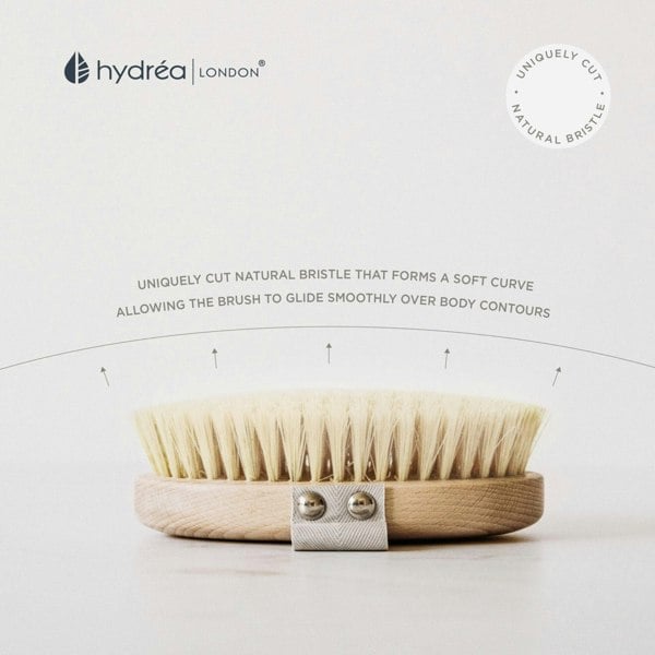 Hydréa London Professional Wet & Dry Body Brush FSC® Certified Beechwood with Natural Bristle for Exfoliation & Detox