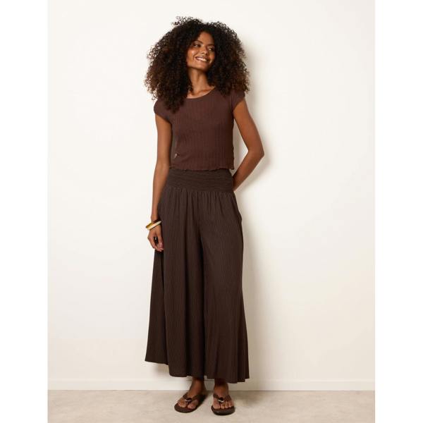 Blue Vanilla Wide Leg Shirred Waist Wavy Trousers