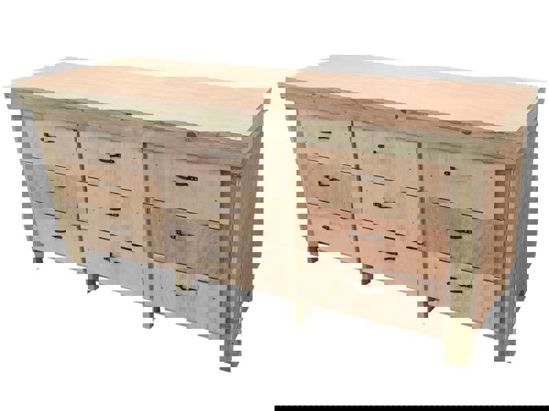 Wooden eucalyptus Top Workbench – Sturdy Tool Cabinet with Multiple Drawers for Organized Storage, Ideal for Dry Indoor Spaces Such as Garages, Workshops, and Studios