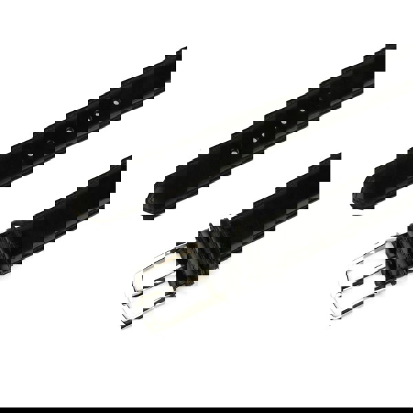 Embassy London James - Black - Men's classic black leather belt with silver colour buckle