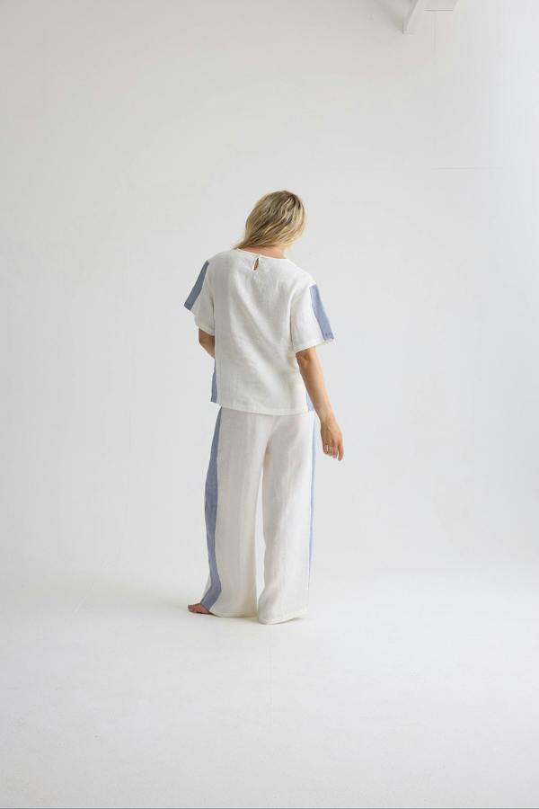Pretty You London Relaxed Striped Linen Resort Set In Coconut Milk