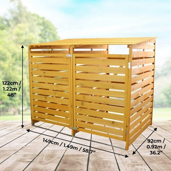 Monstershop Double Wheelie Bin Storage - Fir Wood