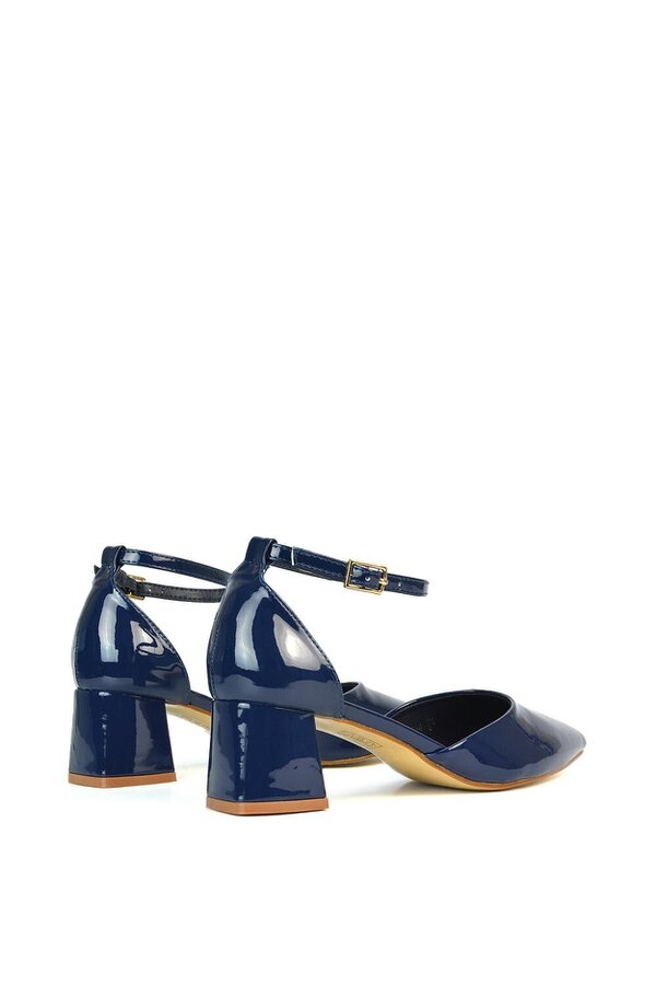 XY LONDON Low Block Heel Court Shoes With Pointed Toe