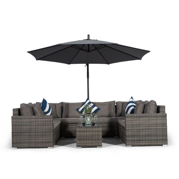 Giardino Havana 8 Seat Rattan Corner Sofa Conversation Set w/ Large Coffee Table