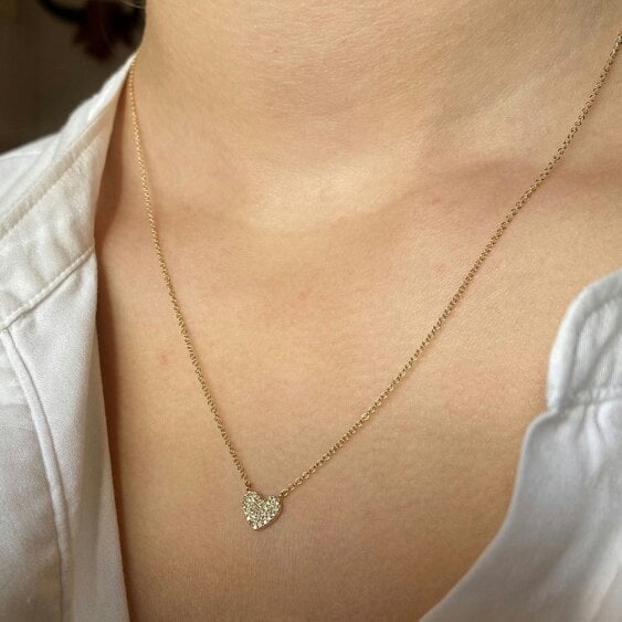 Reeves & Reeves 14K Solid Gold and Diamond Heart Necklace