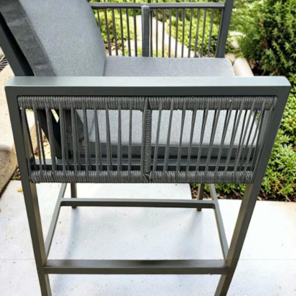 The Garden Marketplace Monaco 2 Seater Tall Garden Bar Table & Stool Bistro Set – Grey Powder-Coated Aluminium with Grey Glass Top (70 x 70cm)