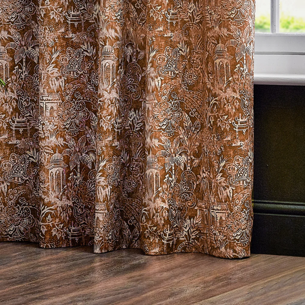 Wylder Chenille Bengal Tiger Eyelet Curtains - Amber