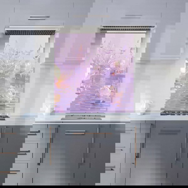 Warren Reed - Designer Mystical Waterlilies in Purple Twilight Kitchen Splashback