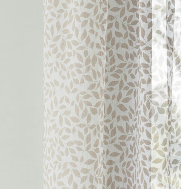 Tyrone Textiles Leaf Print Linen-Look Voile Panel - Pair
