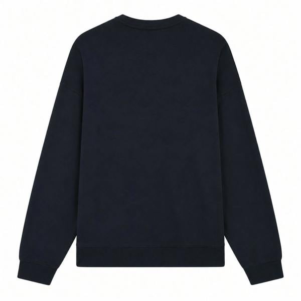 Lyle & Scott heavyweight crew neck sweatshirt in dark navy, featuring a classic plain back design.