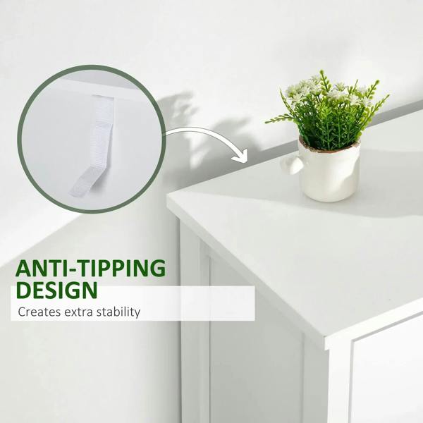 Slim cabinet with anti-tipping wall bracket detail near the top corner