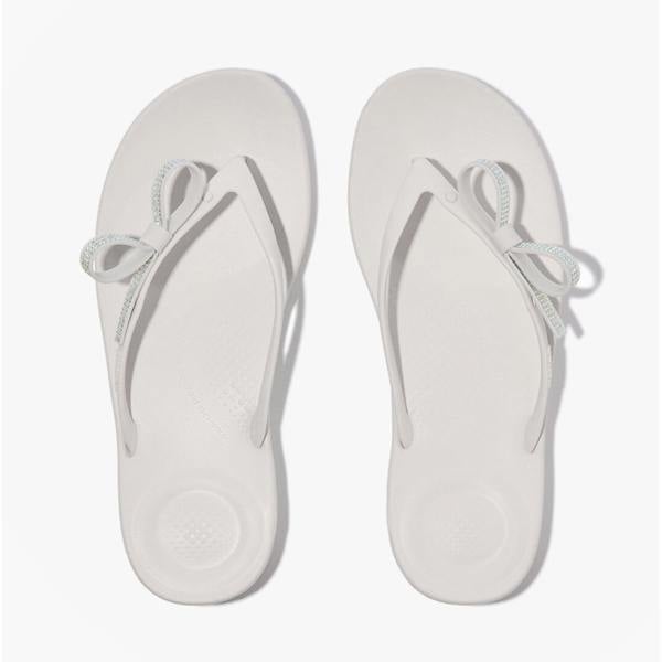 FitFlop FitFlop IQUSHION GLITZ Womens Toe-Post Sandals Urban White