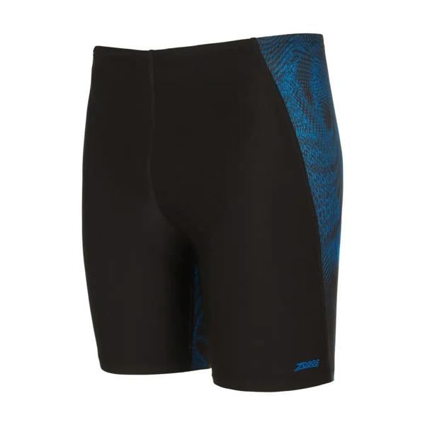 Black and blue Zoggs Web Cruise Mid swim jammer with textured sides