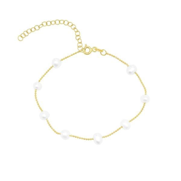 Spero London Satellite Natural Baroque Pearl Sterling Silver Bracelet
