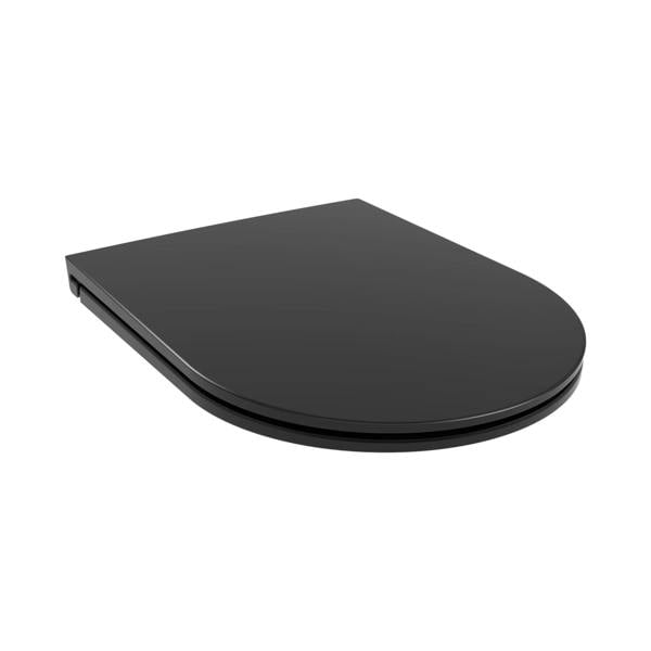 RTS Top Fix Black D Shape Soft Close Quick Release Toilet Seat 360x450mm
