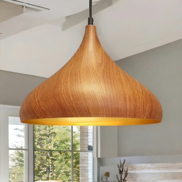 Rafaelo Mobilia Industrial Metal Dome Ceiling Light Pendant Shade Natural Brown