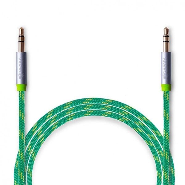 Boompod 24 Carat Gold Plated Braided Aux Cable 3.5mm Jack Plug 1.5m Green