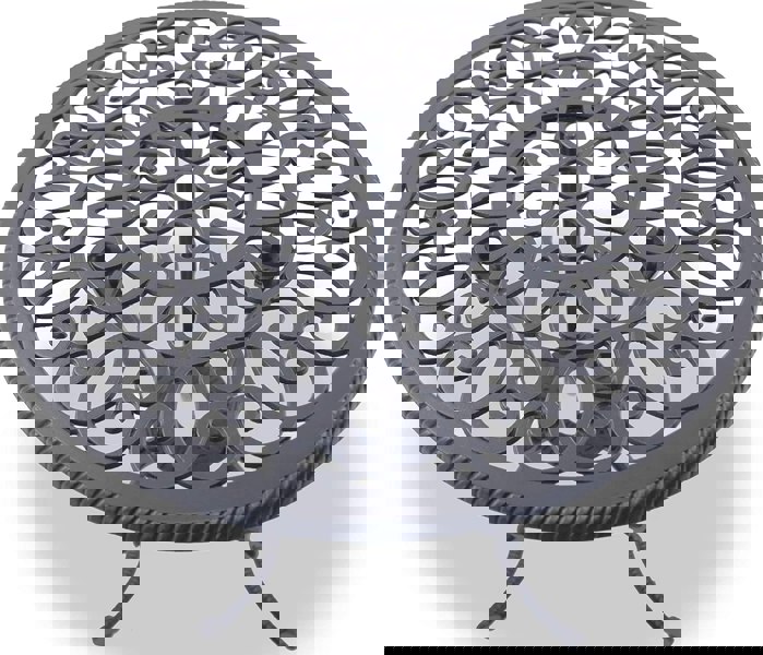 Centurion Supports BANGUI Grey Luxurious Garden and Patio Table and 2 Large Chairs with Armrests Cast Aluminium Bistro Set