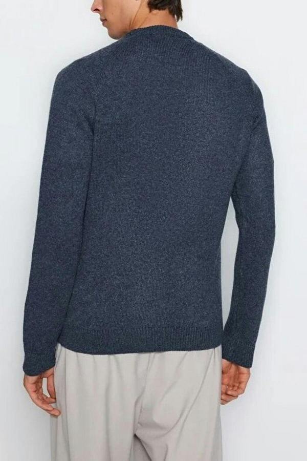 WOVCOR Crew Neck Raglan Sleeve Textured Knit Men's Sweater