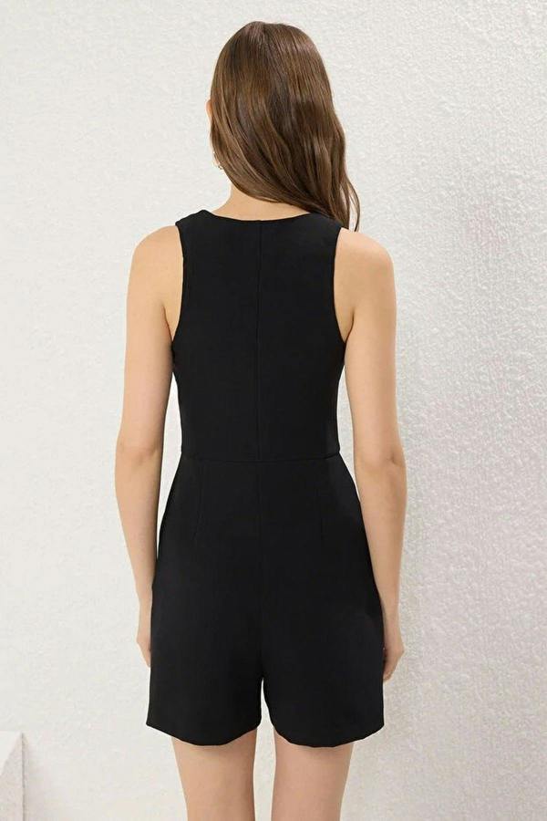 WOVCOR Wide Leg Buttoned Mini Woven Playsuit