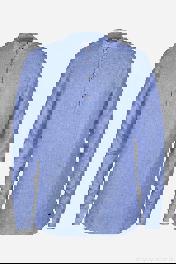 ENORSIA Men's Band Collar Linen Shirt