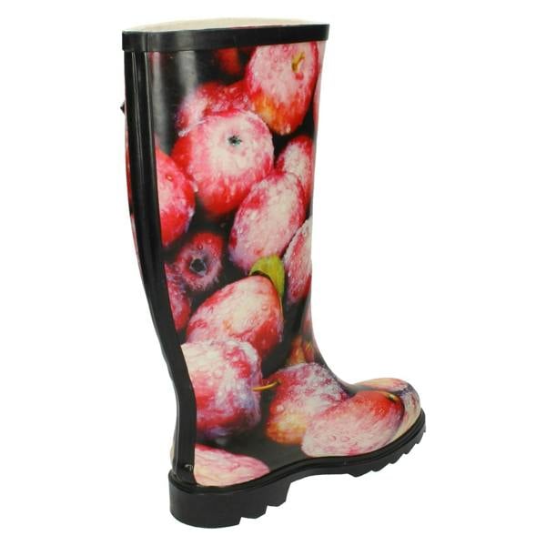 Spot On Ladies Spot On Apple Print Wellington Boot