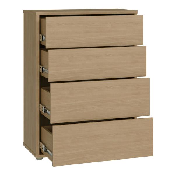 Alice Springs 4 Drawer Chest with Push-to-Open Drawers in Elegancia Oak and White