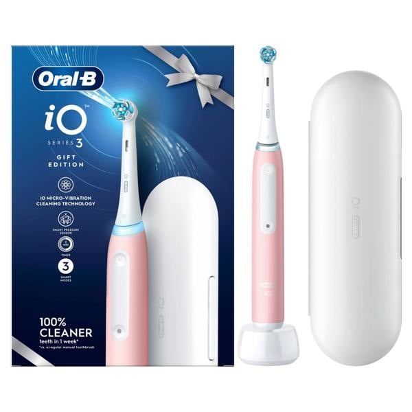 Oral-B iO 3 Electric Toothbrush | Pink | 1 Brush Head | Travel Case