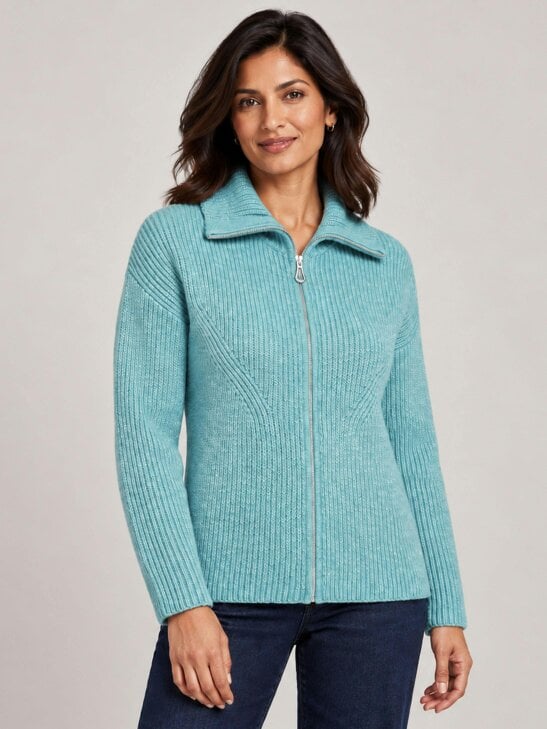 VIZ-A-VIZ Two-tone Zip-through Cardigan