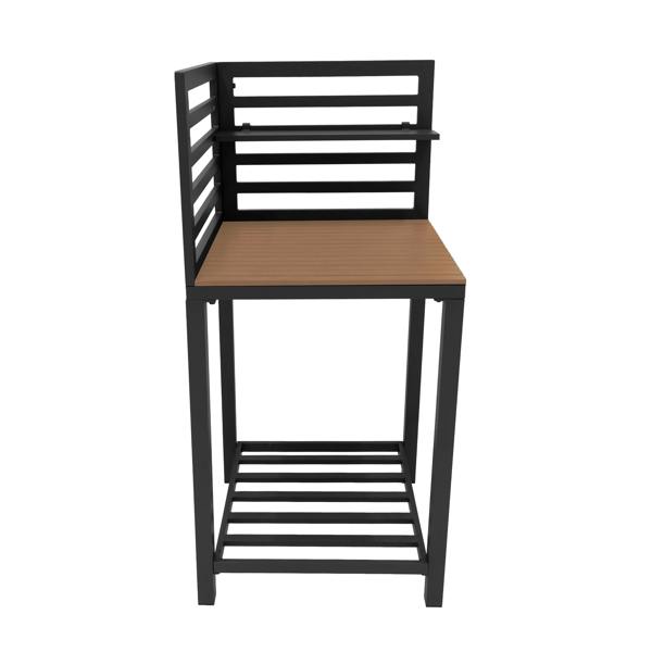Stylish outdoor kitchen set featuring a sleek aluminum frame and warm wood accents, perfect for cooking and entertaining outdoors