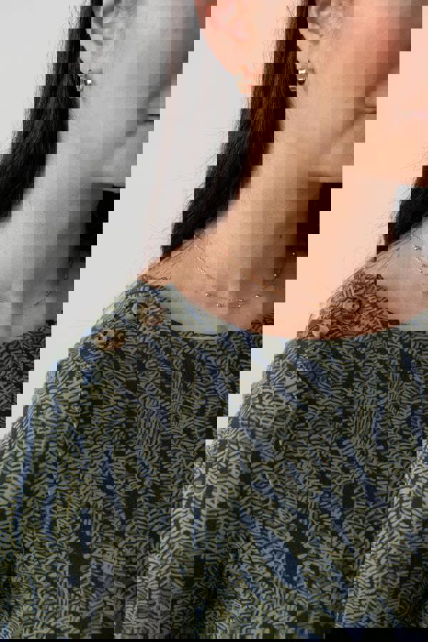 Lily & Me Riverside Printed Casual Jersey Top Navy