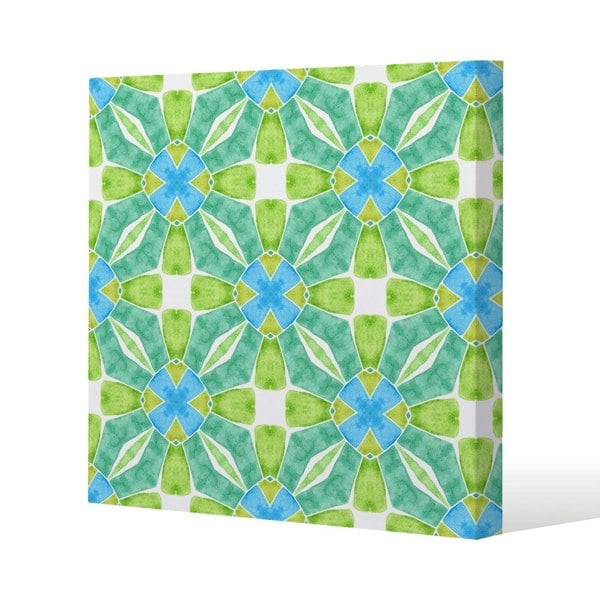 Benjamin Tate Design Green optimal boho chic Slim Style Canvas Print  90x90cm , 15mm Slim Real wood.