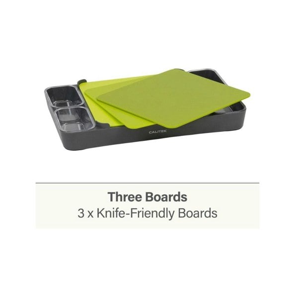 CALITEK Set of 3 Chopping Board Set With Holder for Multipurpose Use Green