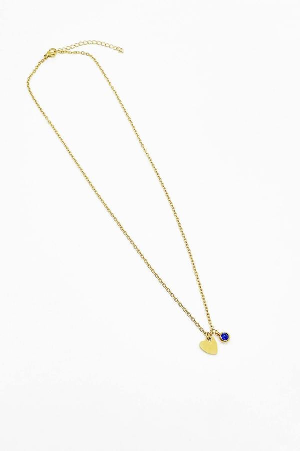 SVNX Mini Heart & September Birthstone Necklace in Gold - Gift Boxed