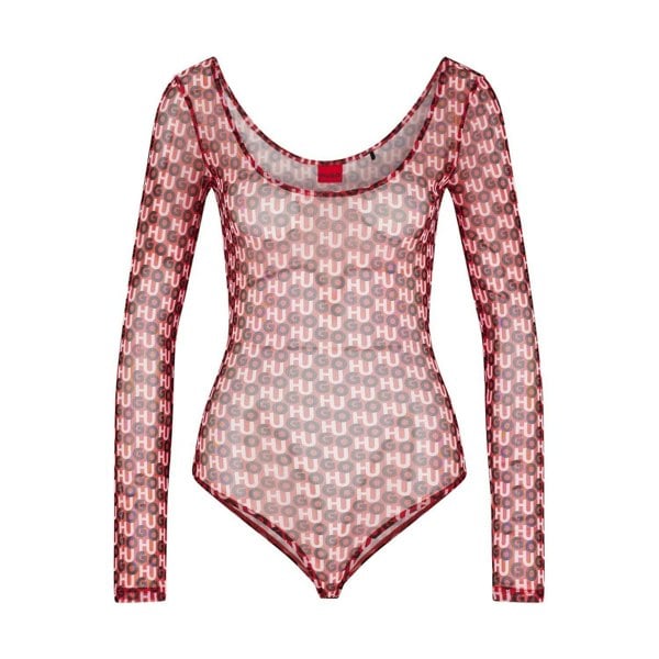 Hugo Womens/Ladies Navara Bodysuit - Red/Black/White