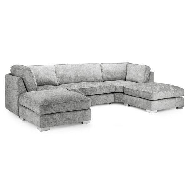 Furnishings For Less Bishop U-Shaped Grey Fabric Sofa