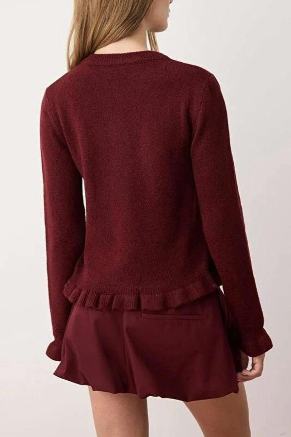 WOVCOR Soft Textured Knit Cardigan with Button Details