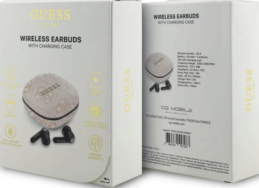 Guess 4G Classic Metal Logo TWS ENC Earphones Pink - GUTWST3P4EGP