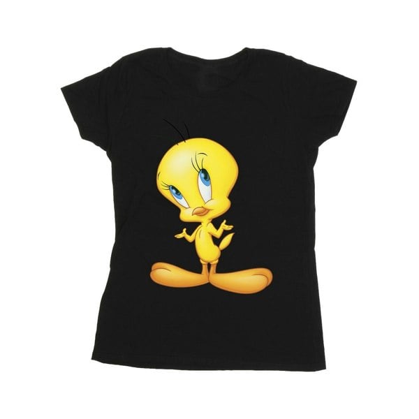 Looney Tunes Womens Tweety Standing Cotton T-Shirt - Black