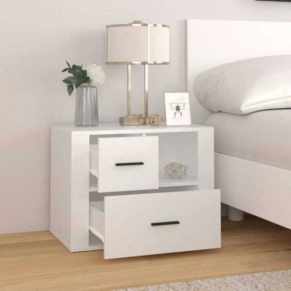 Berkfield Bedside Cabinet White 60x36x45 cm Engineered Wood