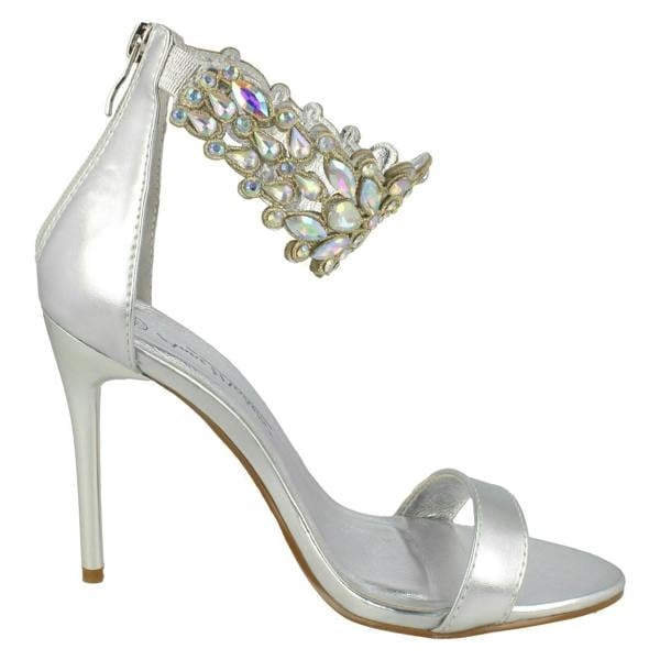 Anne Michelle Ladies Anne Michelle Jewelled Ankle Strap Heeled Sandals F10862