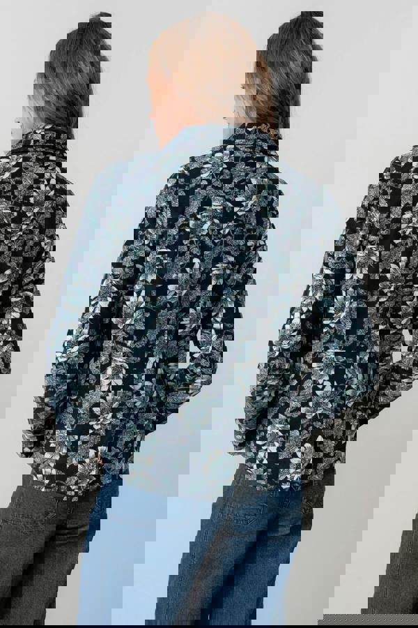 Lily & Me Ash Cotton Cord Printed Jacket Navy