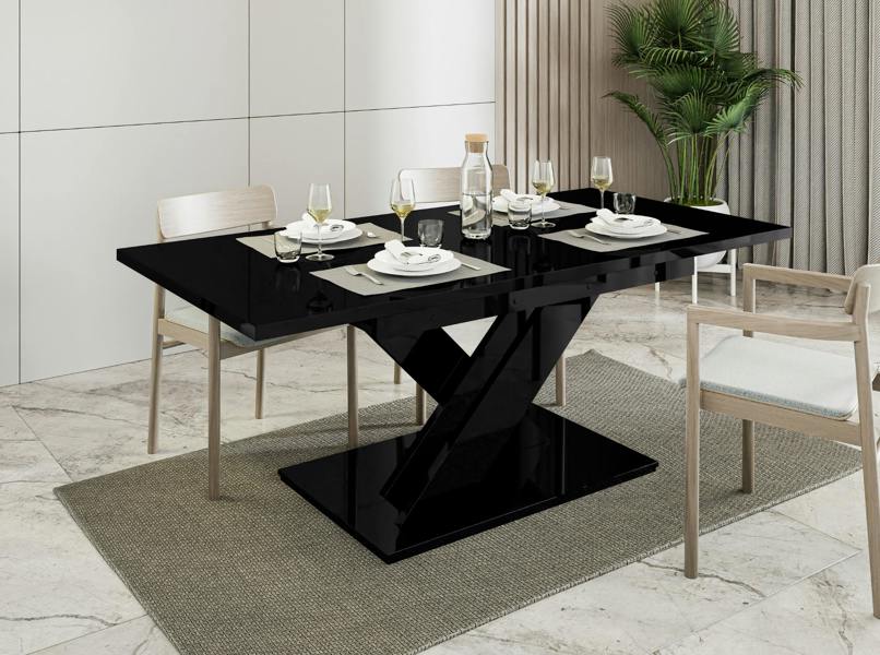 PHD Furniture BRONX Extendable Dining Table 140–180cm – Black Gloss