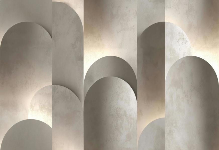 Elle Decoration By Erismann Silent Arches  - Digital wallpaper in taupe
