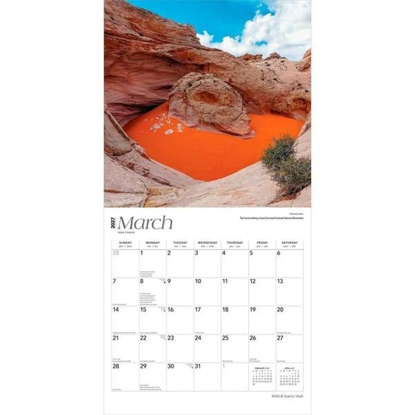 Wild & Scenic, Utah Calendar 2027, Wall Calendars, Month To View, Travel, Gift