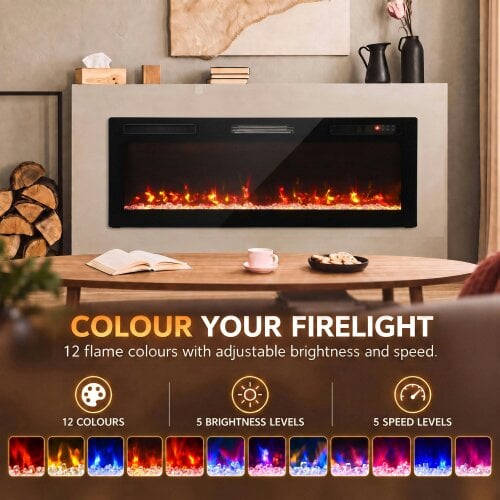 HOMCOM 3 IN 1 Electric Fireplace with 12 Flame Colours, 5 Brightness, 127cm